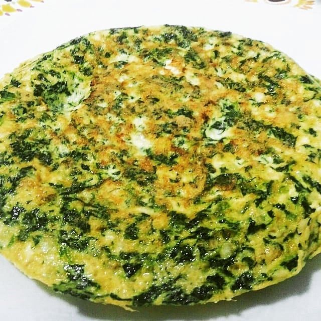 TORTILLA DE ESPINACAS Y SETAS